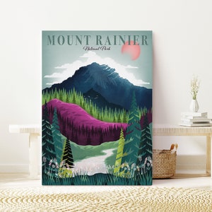 Mount Rainier national park print mounted canvas