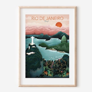 Rio de Janeiro Print | Brazil Poster | Travel Poster | Sugarloaf Mountain | Wall art prints
