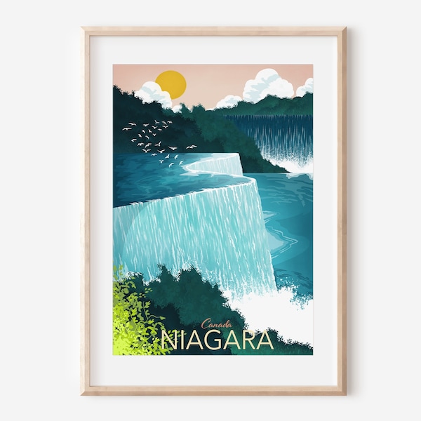 affiche des chutes du Niagara | Art mural de l'Ontario | Souvenir du Niagara | Affiche de voyage