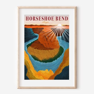 Horse Shoe Bend National Park Poster, National Park Art, Arizona Wall Art, US Travel Poster