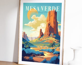 Mesa Verde National Park Print, Travel Poster, National Park Poster, Adventure Nursery, Living Room Wall Art, National Park Gift, Souvenir