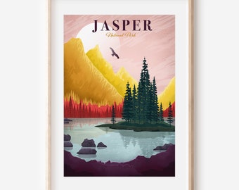 Canada Poster | Jasper National Park Poster | Canada Wall Art | Alberta Canada | Living Room Wall Decor | Canadian National Park Poster