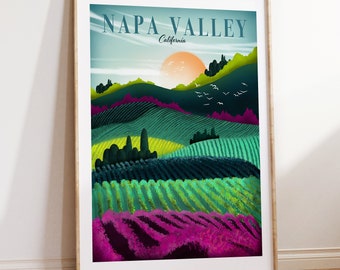 Napa Valley Print |  California Wall Art | Wine Country | Travel Poster | Wedding Gift | California Wine Country Poster | Office Decor