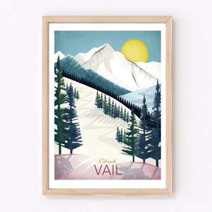 Vail Skiing Print | Colorado wall art | Ski Poster | Ski Art | Ski Poster | Winter Sports Poster | Travel Skiing Holiday Wall Art