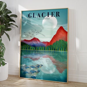 Glacier National Park | Montana Wall Art | Glacier Print | Travel Poster