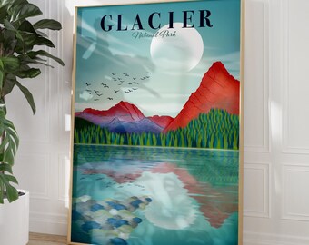 Glacier National Park | Montana Wall Art | Glacier Print | Travel Poster