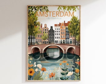 Amsterdam Wall Art, Travel Poster, Amsterdam Print, Spring time in The Netherlands, Wall Art Gifts and Prints, Printable Wall Art