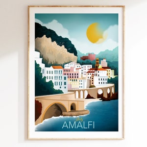 Italy Wall Art, Amalfi Print, Travel Poster, Amalfi Coast, Wedding Souvenir Anniversary Gift