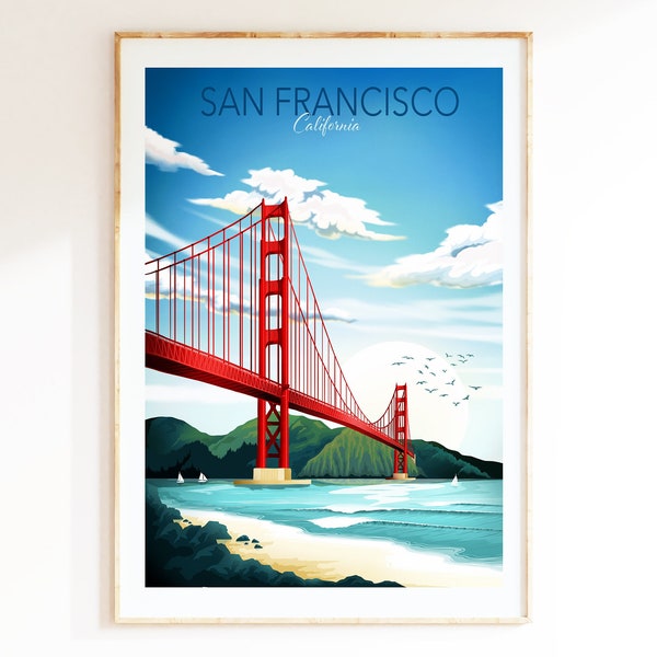 Impresión del puente Golden Gate / Impresión de San Francisco / Cartel de San Francisco / Arte de la pared de San Francisco / Cartel del puente Golden Gate / Arte Golden Gate