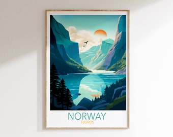 Norwegian Fjord Travel Poster - Norway Poster - Adventure Print for Living Room or Office - Gift for Travelers