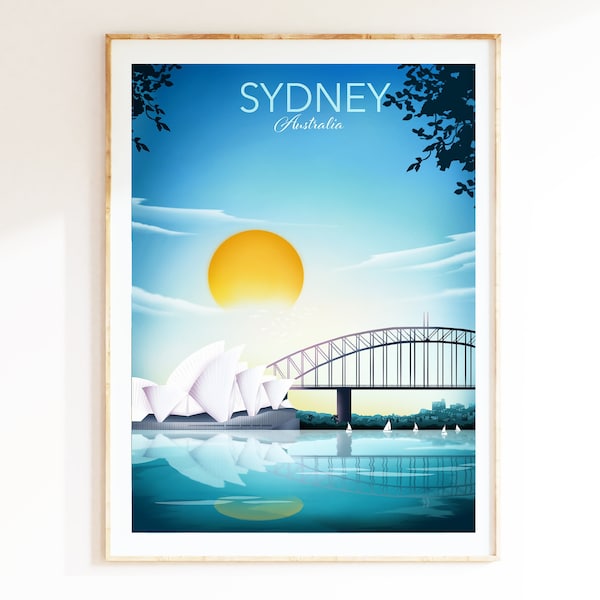 Sydney Print, Australia Poster, Sydney Skyline, Sydney Opera House, Travel Poster, Living Room Wall Decor CODE: SYDNEY BLUE