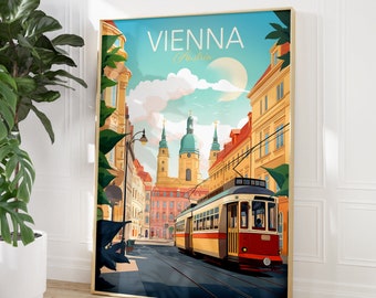 Vienna Austria Wall Art Print - Cityscape Travel Poster for Living Room Decor and Wedding Gift Souvenir