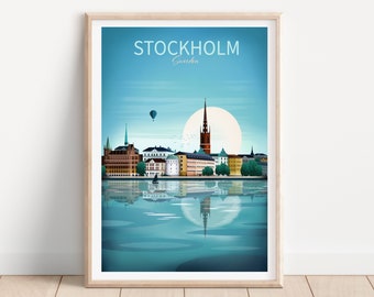 Stockholm Poster, Travel Wall Art, Sweden Poster
