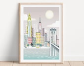 New York Wall Art | City Print  | New York Print | Manhattan Print | Nursery Travel Art