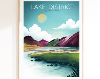 Lake District Print, Cumbria Poster, Landscape wall art, National Park Poster, Nature Wall Art, British Gifts