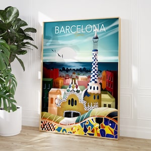 Affiche de Barcelone, art mural Espagne, impression de Barcelone, art de Barcelone, art mural, estampes d&#39;Espagne, décoration Espagne, décoration de voyage, art mural de chambre à coucher
