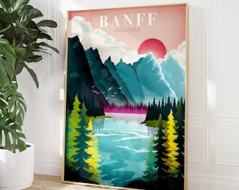 Banff Poster, Nationalpark Poster, Reiseposter, Kanada Druck, Kanada Wandkunst, druckbare Wandkunst, Jubiläumsgeschenk