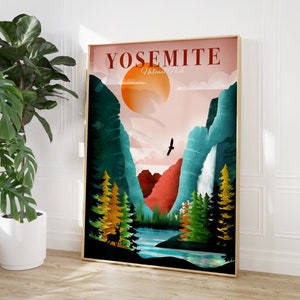 Yosemite National Park, Travel Poster, Yosemite Print, California Wall Art, Yosemite Wall Art, National Park Art
