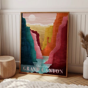 Impression du Grand Canyon, affiche du parc national, impression de voyage, art mural Arizona, cadeau d'art de randonnée, art mural paysage, cadeau d'anniversaire image 1