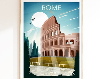 Rome Print | Rome Poster | Travel Wall Art | Colosseum Wall Art | Travel Wall Decor | Living room wall art | Bedroom Prints | Office decor
