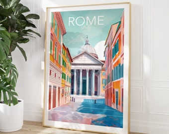 Rome Print featuring the Pantheon, Italy Wall Art, Italy GIft, Travel Lover Art, Wall Art Prints, Travel Poster