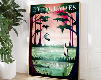 Everglades Nationalpark, Florida Wand Kunst, Florida Poster, Nationalpark Kunst, Reise Poster, Souvenir Kunst