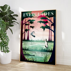 Everglades National Park, Florida Wall Art, Florida Poster, National Park Art, Travel Poster, Souvenir Art