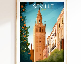 Seville Print | Spain Poster | Spanish Wall Art | City Skyline Print | Travel Poster