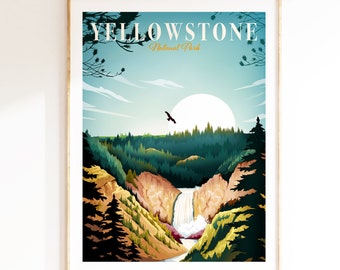 Yellowstone National Park Poster, National Park Wall Art, Wyoming Wall Art, Living Room Home office Wall Art, Fathers Day Gift
