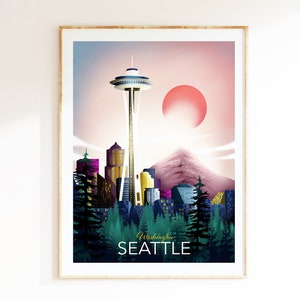 Mikrofaser-Reiseposter mit der Karibik-Skyline im pazifischen Nordwesten, Wandkunst für das Wohnzimmer, Reisegeschenk