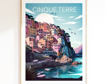 Italy Wall Art featuring Cinque Terre, Italy Print, Travel Theme Decor, Gift, Souvenir, Living Room Wall Art