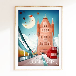 London Travel Poster | Tower Bridge Print | British wall Art | Tower Bridge Poster | London Print | London Wall Art | Tower Bridge Wall Art