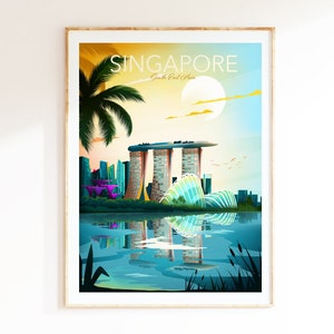 Singapore Print Poster, Asia Wall Art, Singapore Painting, Travel Poster, Gift, Wall Decor