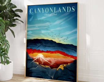 Canyonlands National Park, Travel Poster, Wilderness Wall Art Canyonlands Poster, Hiking Gift, Utah Print, National Park Gift