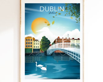 Dublin Print | Dublin Wall Art | Dublin Travel Poster | Ireland Travel Print | Dublin Poster Print | Dublin Wall Decor | Ireland Poster