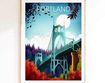 Portland Wall Art, Pacific Northwest Wall Art Prints, Oregon Travel Poster, Home Office Art, Wall Art Prints