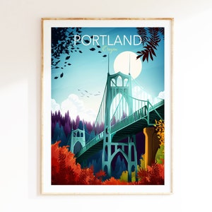 Portland Wall Art, Pacific Northwest Wall Art Prints, Oregon Travel Poster, Home Office Art, Wall Art Prints