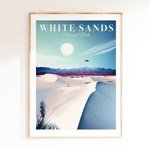 White Sands National Park, New Mexico Art, National Park Travel Poster, Living Room Wall Art, Gift