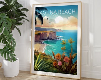 Laguna Beach Print, California Wall Art, Travel Poster, California Poster, Coastal Wall Art, Beach House Decor