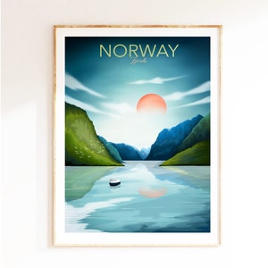 Norway Poster, Scandinavian Print Wall Art, Travel Poster, Adventure print, Living Room Office Decor, Travel Gift