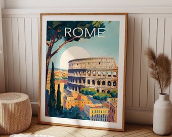 Rome Print, Italy Wall Art, Travel Illustration, Colosseum Wall Art, Travel Poster, Aesthetic Wall Art