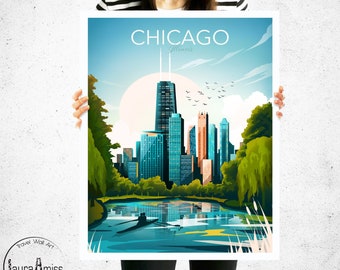 Chicago Poster | Chicago Wall Art | Illinois Wall Art | City Print | Travel Poster