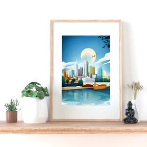 Melbourne Print Poster, Australia Travel poster, Melbourne skyline, Cityscape Poster, Living Room Wall Art, Gift image 5