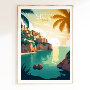 Sicily Print, Mediterranean Art, Italy Wall Art, Travel Poster, Bedroom Wall Art, Travel Gift, Souvenir