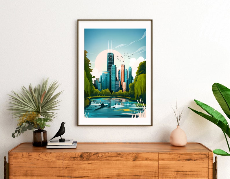 Chicago Illinois Travel Print, Chicago Skyline, Art Print, Travel Print, Travel Poster, Wall Art image 7