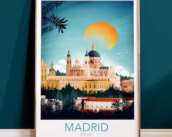 Madrid Travel Poster - Vibrant City Life Art Print, Spain Wall ArtS, Urban Adventure Decor, Cultural Landmark Illustration