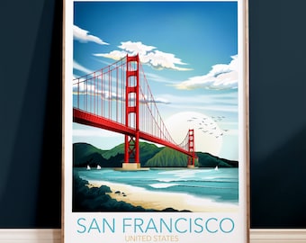 San Francisco Print, Modern Travel Art, California Wall Art, Travel Poster, Custom Text, Personalised Gift
