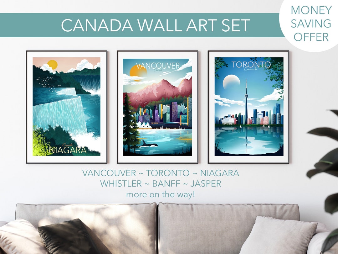 Canada Travel Poster Set Set of 3 Prints Wall Art Prints Canada Wall