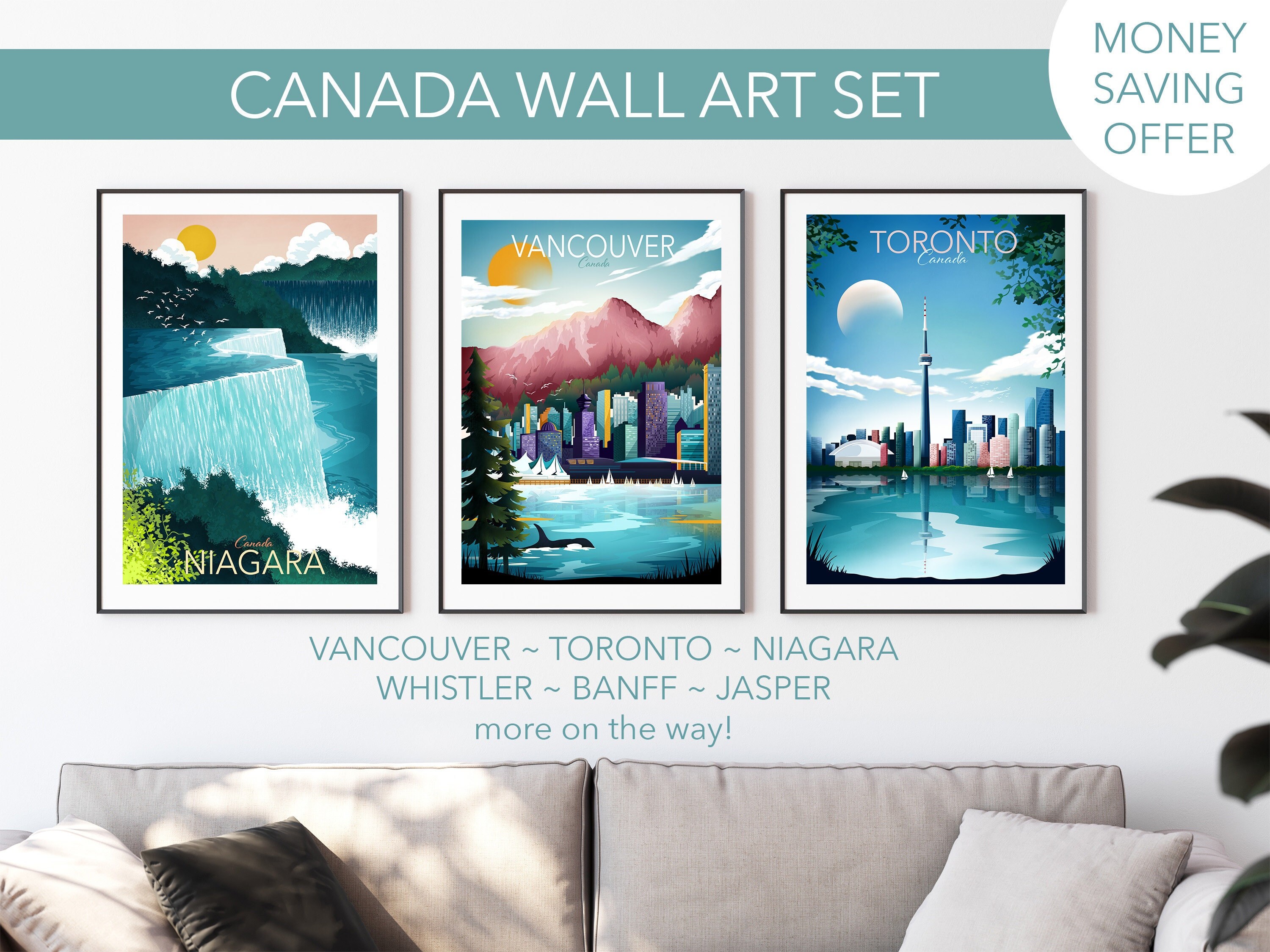 Canada Travel Poster Set Set of 3 Prints Wall Art Prints Etsy Canada