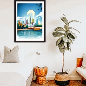 Melbourne Print Poster, Australia Travel poster, Melbourne skyline, Cityscape Poster, Living Room Wall Art, Gift image 6